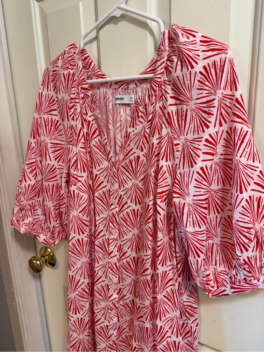 Sonoma Red Shell Print Button-Front Dress | LP